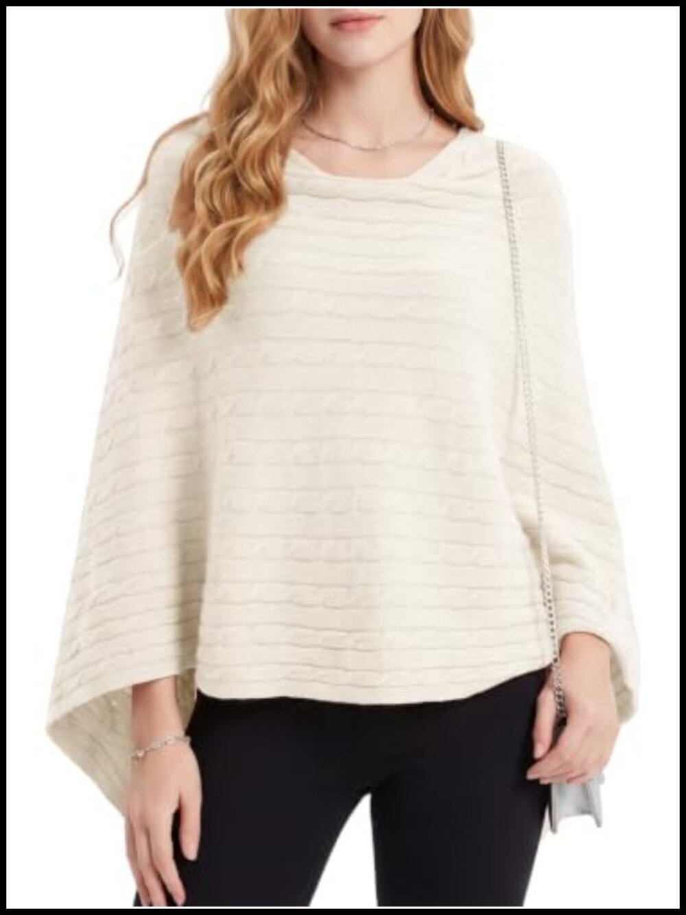 Cable Knit Poncho Sweater Shawl Wrap Women Faux Wrap